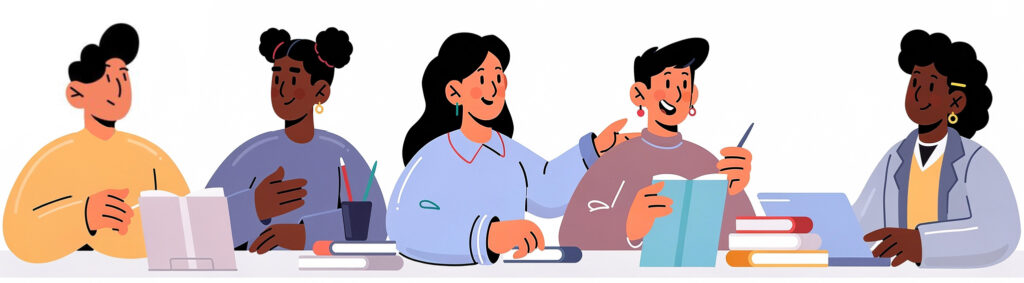 illustration of a group of students